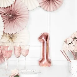 Ballon anniversaire chiffre 1 Or Rose 35cm