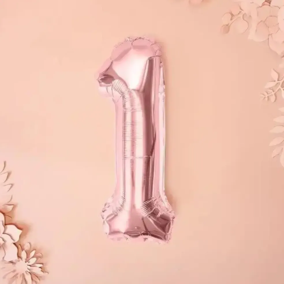 Ballon anniversaire chiffre 1 Or Rose 35cm