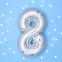 Ballon anniversaire chiffre 8 Argent 35cm