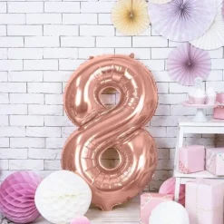 Ballon anniversaire chiffre 8 Or Rose 86cm