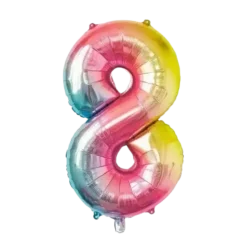 Ballon anniversaire chiffre 8 Rainbow 86cm