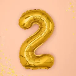 Ballon anniversaire chiffre 2 Or 35cm
