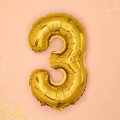 Ballon anniversaire chiffre 3 Or 35cm