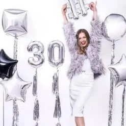Ballon anniversaire chiffre 3 Argent 35cm
