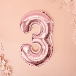 Ballon anniversaire chiffre 3 Or Rose 35cm