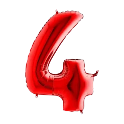 Ballon anniversaire chiffre 4 Rouge 102cm