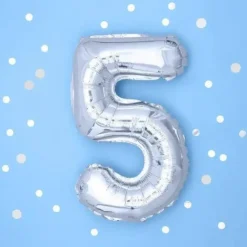 Ballon anniversaire chiffre 5 Argent 35cm