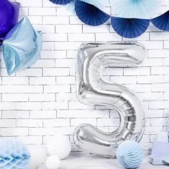 Ballon anniversaire chiffre 5 Argent 86cm