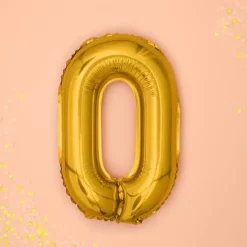 Ballon anniversaire chiffre 0 Or 35cm