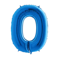 Ballon anniversaire chiffre 0 Bleu 102cm