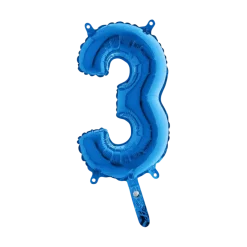 Ballon anniversaire chiffre 3 Bleu 36cm