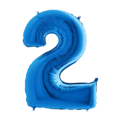 Ballon anniversaire chiffre 2 Bleu 102cm