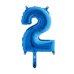 Ballon anniversaire chiffre 2 Bleu 36cm