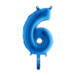 Ballon Anniversaire Chiffre 6 Bleu 36cm