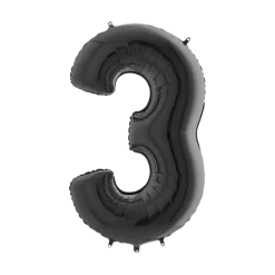 Ballon anniversaire chiffre 3 Noir 102cm