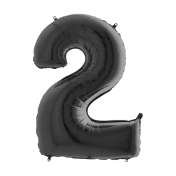 Ballon anniversaire chiffre 2 Noir 102cm