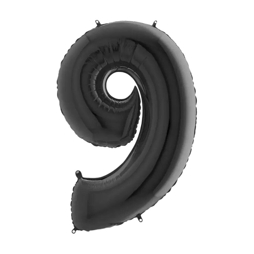 Ballon anniversaire chiffre 9 Noir 102cm