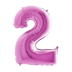 Ballon anniversaire chiffre 2 Rose 102cm