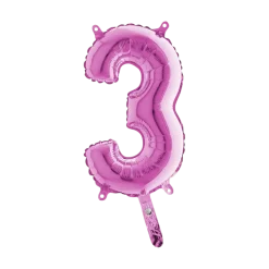 Ballon anniversaire chiffre 3 Rose 36cm