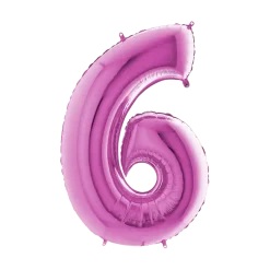 Ballon Anniversaire Chiffre 6 Rose 102cm