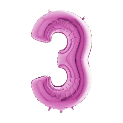 Ballon anniversaire chiffre 3 Rose 102cm