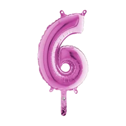 Ballon anniversaire chiffre 6 Rose 36cm