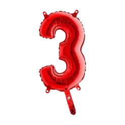 Ballon anniversaire chiffre 3 Rouge 36cm