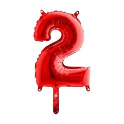 Ballon anniversaire chiffre 2 Rouge 36cm