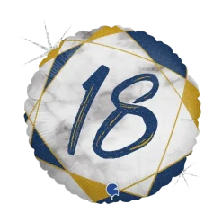 Ballon Anniversaire Effet Marbre 18 Bleu 45cm