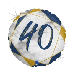 Ballon Anniversaire Effet Marbre 40 Bleu 45cm
