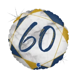Ballon Anniversaire Effet Marbre 60 Bleu 45cm