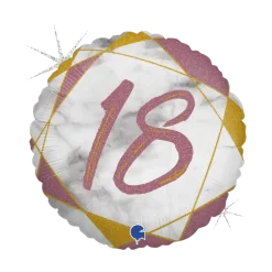 Ballon Anniversaire Effet Marbre 18 Or rose 45cm