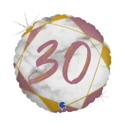 Ballon Anniversaire Effet Marbre 30 Or rose 45cm