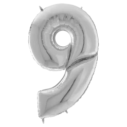 Ballon anniversaire Géant chiffre 9 Argent 163cm