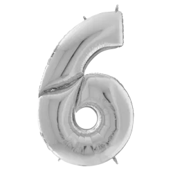 Ballon anniversaire Géant chiffre 6 Argent 163cm