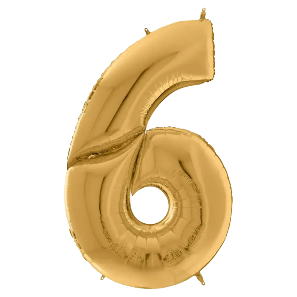 Ballon anniversaire Géant chiffre 6 Or 163cm