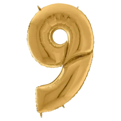 Ballon anniversaire Géant chiffre 9 Or 163cm