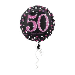 Ballon Anniversaire rond 50 ans rose