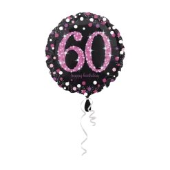 Ballon Anniversaire rond 60 ans rose