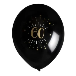 Ballon 60 ans Noir Or (lot de 8)