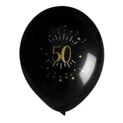 Ballon 50 ans Noir Or (lot de 8)