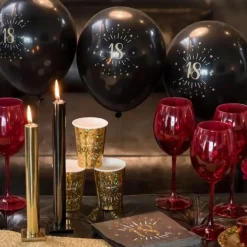 Ballon 18 ans Noir Or (lot de 8)
