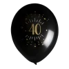 Ballon 40 ans Noir Or (lot de 8)
