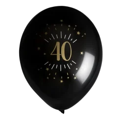 Ballon 40 ans Noir Or (lot de 8)
