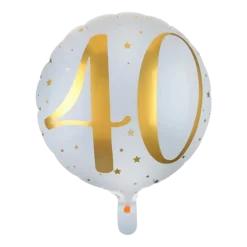 Ballon Blanc/Or 40ans ø45cm