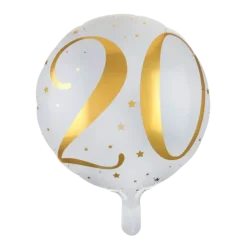 Ballon Blanc/Or 20ans ø45cm
