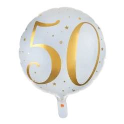 Ballon Blanc/Or 50ans ø45cm