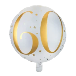 Ballon Blanc/Or 60ans ø45cm