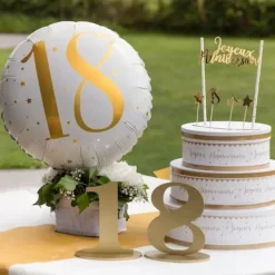 Ballon Blanc/Or 18ans ø45cm