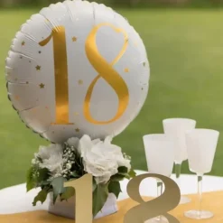 Ballon Blanc/Or 18ans ø45cm